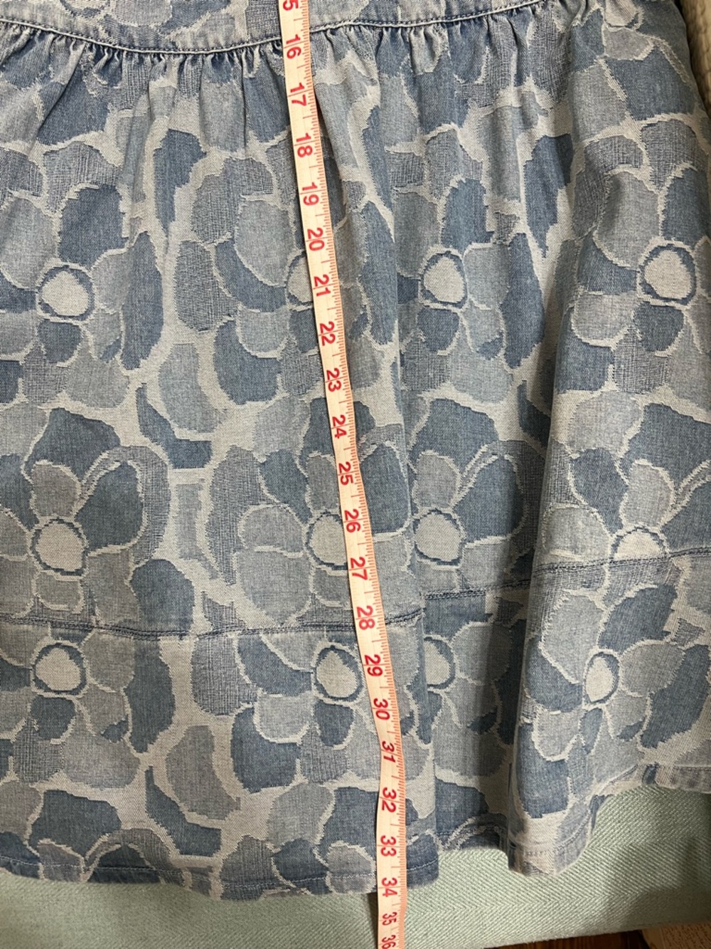 Kate Spade Denim Floral Textured Sleeveless Fit‑and‑Flare Dress with Ruffles - Picture 9 of 10